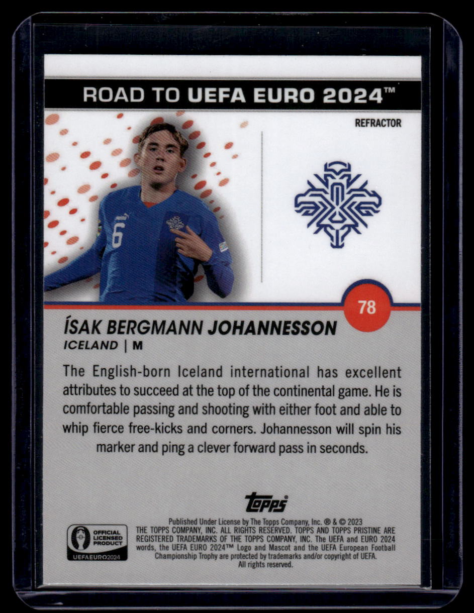 2023 Topps Pristine Road To Euro 2024 #78 Ísak Bergmann Jóhannesson Refractors