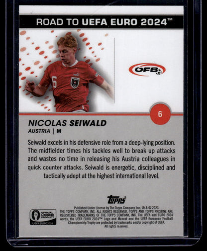 2023 Topps Pristine Road To Euro 2024 #6 Nicolas Seiwald