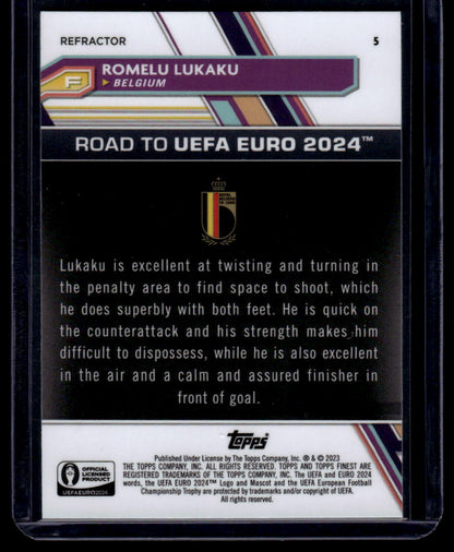 2023 Finest Road to UEFA EURO 2024 #5 Romelu Lukaku Refractor