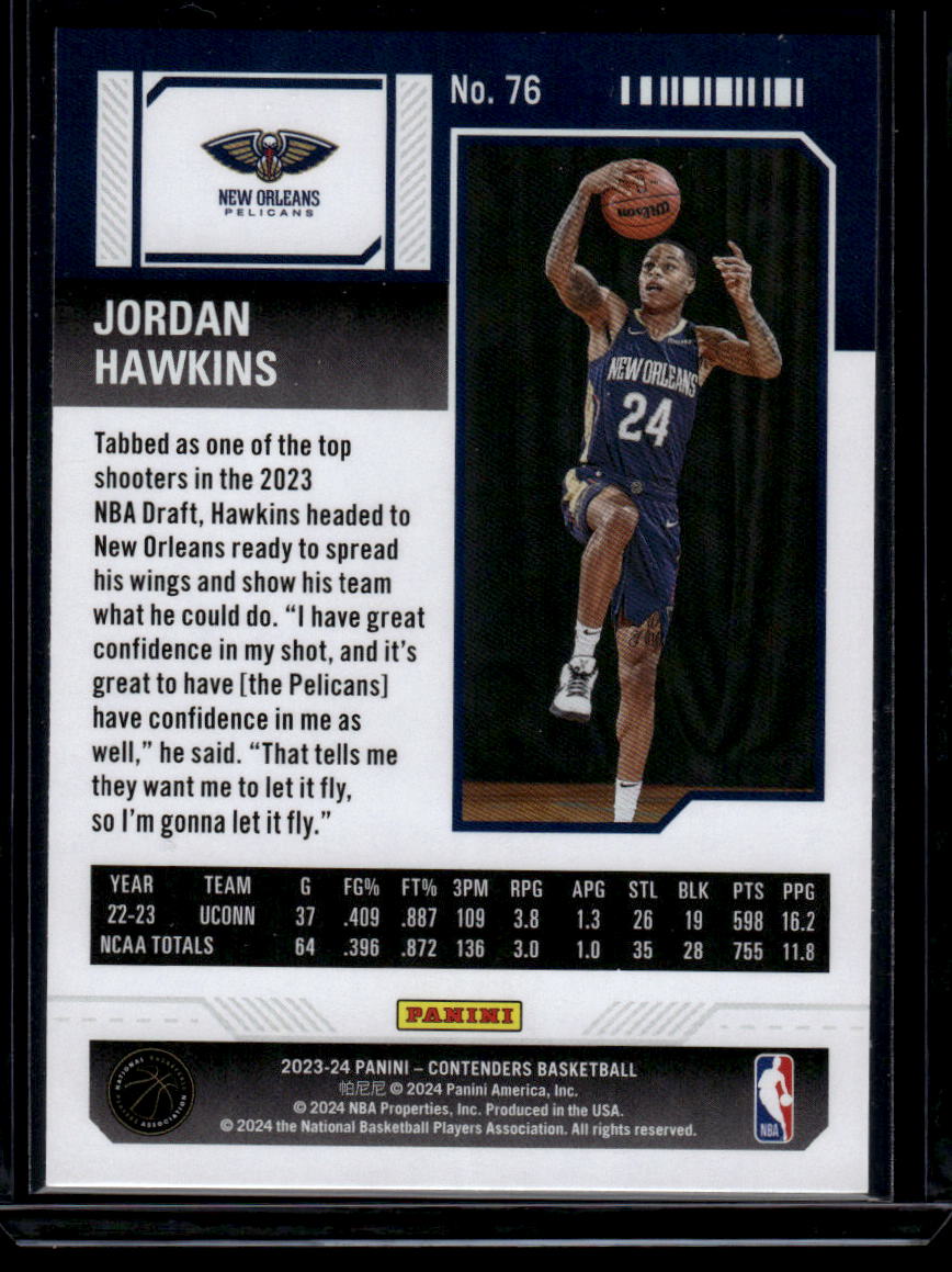 2023-24 Panini Contenders #76 Jordan Hawkins Season Ticket