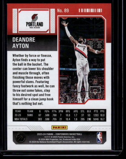 2023-24 Panini Contenders #89 Deandre Ayton Season Ticket