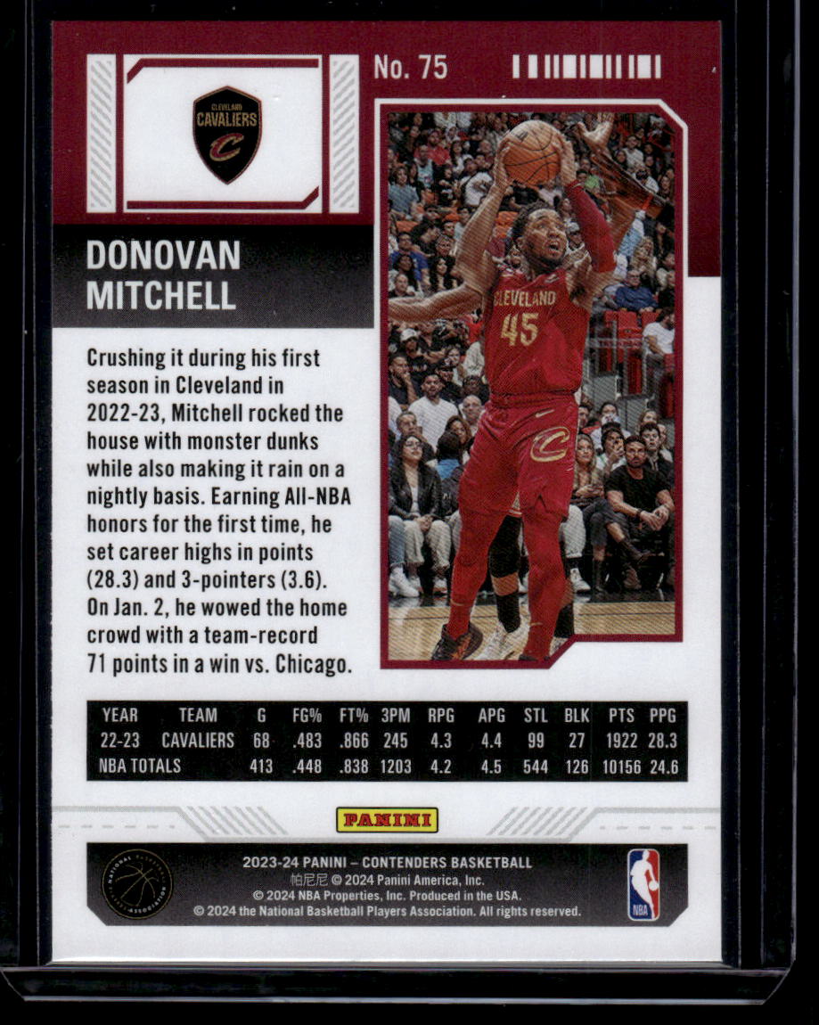 2023-24 Panini Contenders #75 Donovan Mitchell Season Ticket