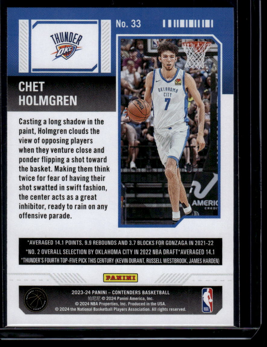 2023-24 Panini Contenders #33 Chet Holmgren Season Ticket