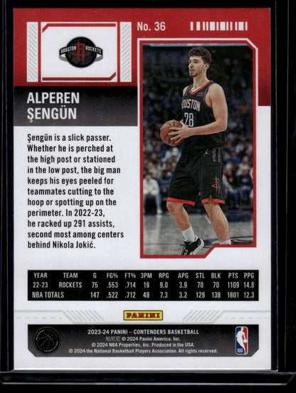 2023-24 Panini Contenders #36 Alperen Sengun Season Ticket