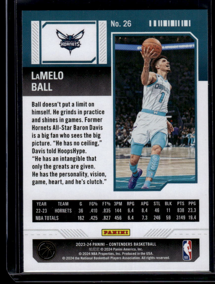 2023-24 Panini Contenders #26 LaMelo Ball Season Ticket