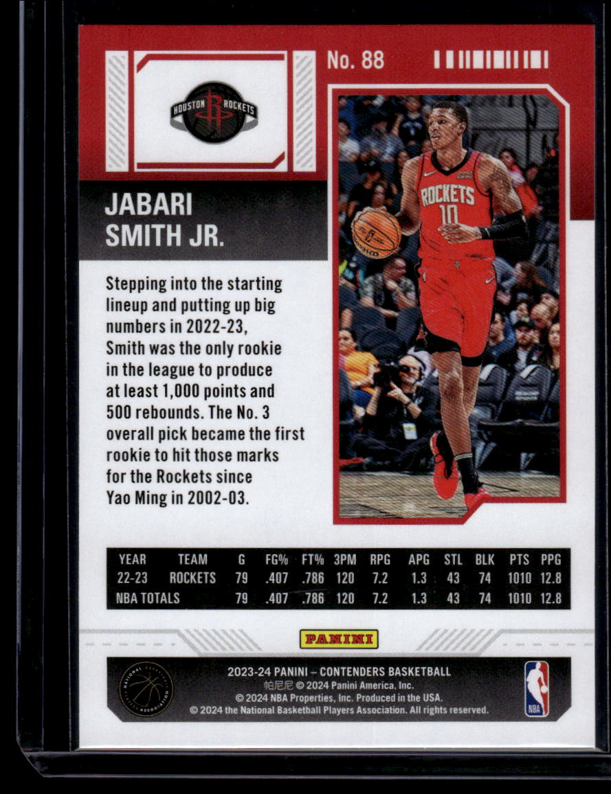 2023-24 Panini Contenders #88 Jabari Smith Jr. Season Ticket