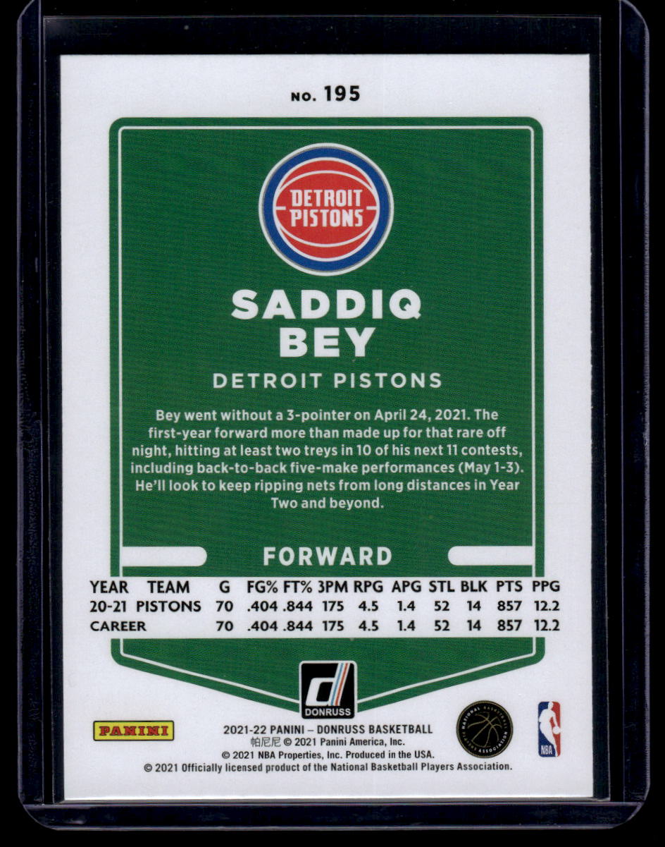 2021-22 Donruss #195 Saddiq Bey