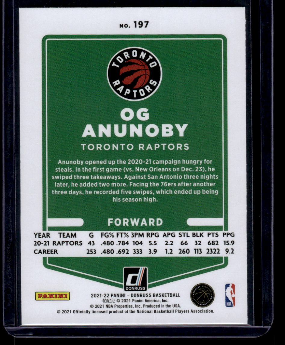 2021-22 Donruss #197 OG Anunoby