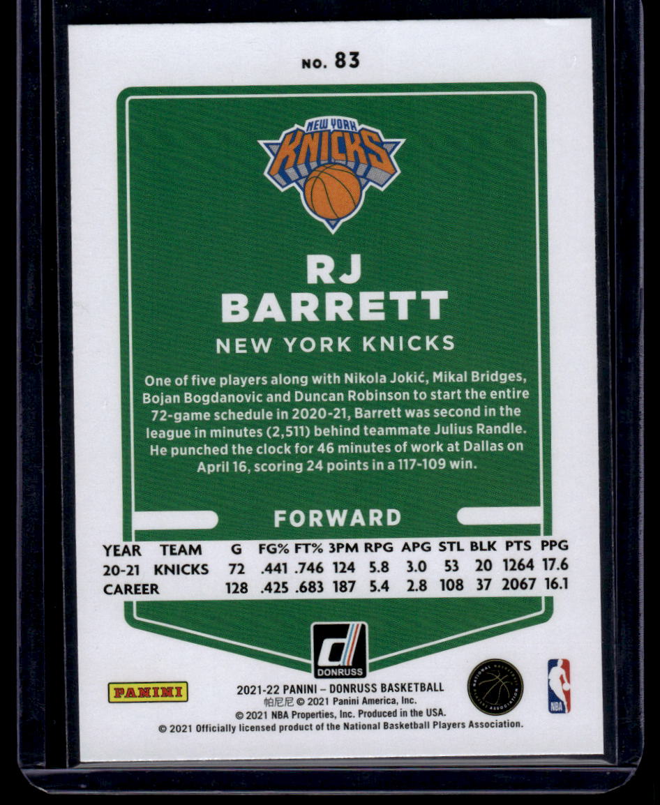 2021-22 Donruss #83 RJ Barrett