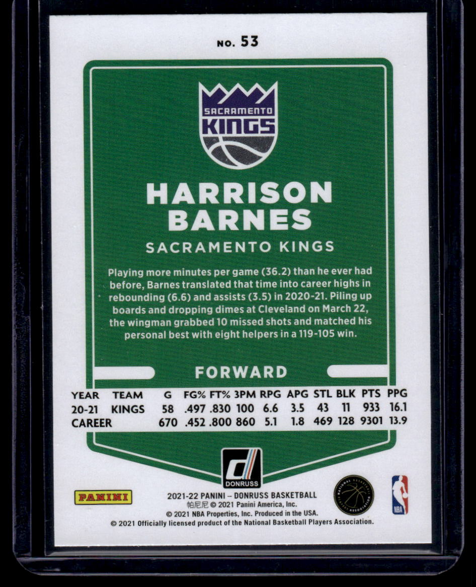 2021-22 Donruss #53 Harrison Barnes