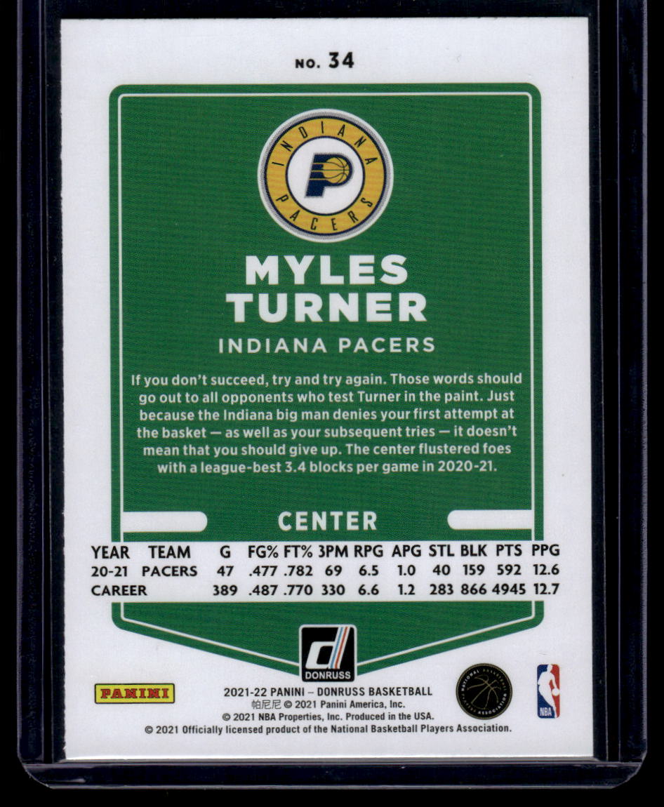 2021-22 Donruss #34 Myles Turner