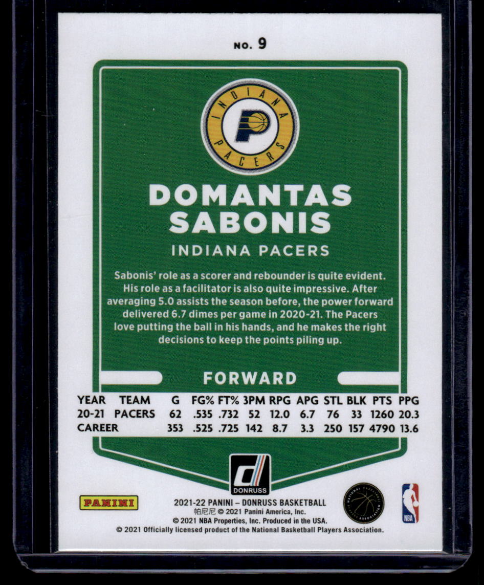 2021-22 Donruss #9 Domantas Sabonis