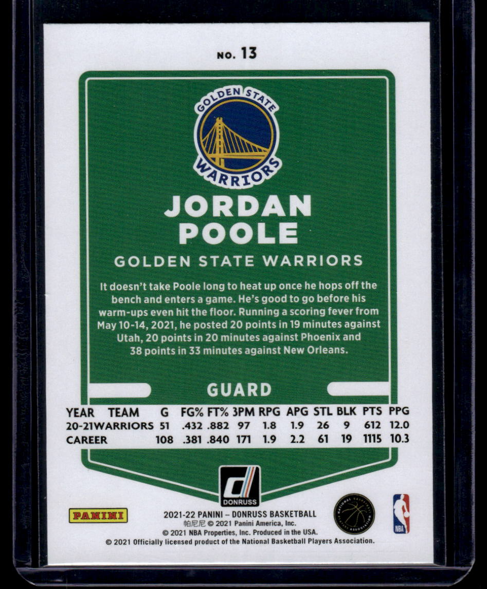 2021-22 Donruss #13 Jordan Poole