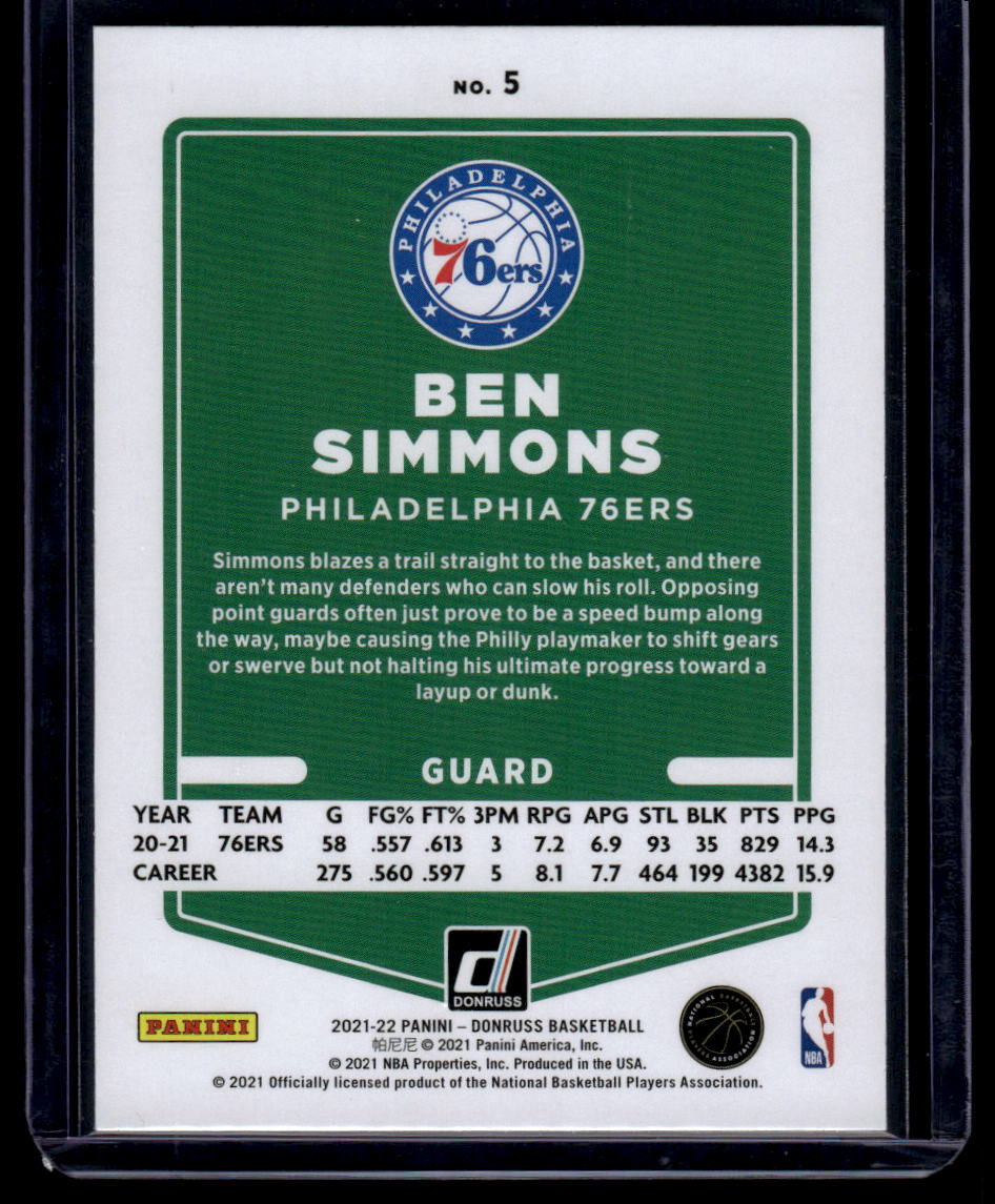 2021-22 Donruss #5 Ben Simmons Holo Orange Laser