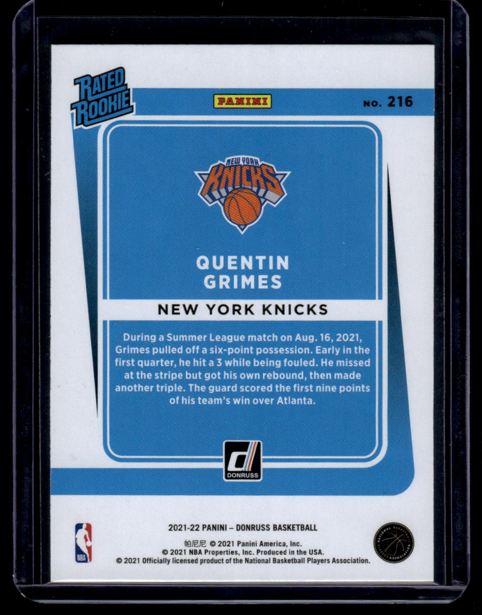 2021-22 Donruss #216 Quentin Grimes