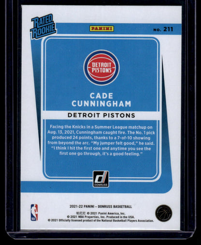 2021-22 Donruss #211 Cade Cunningham