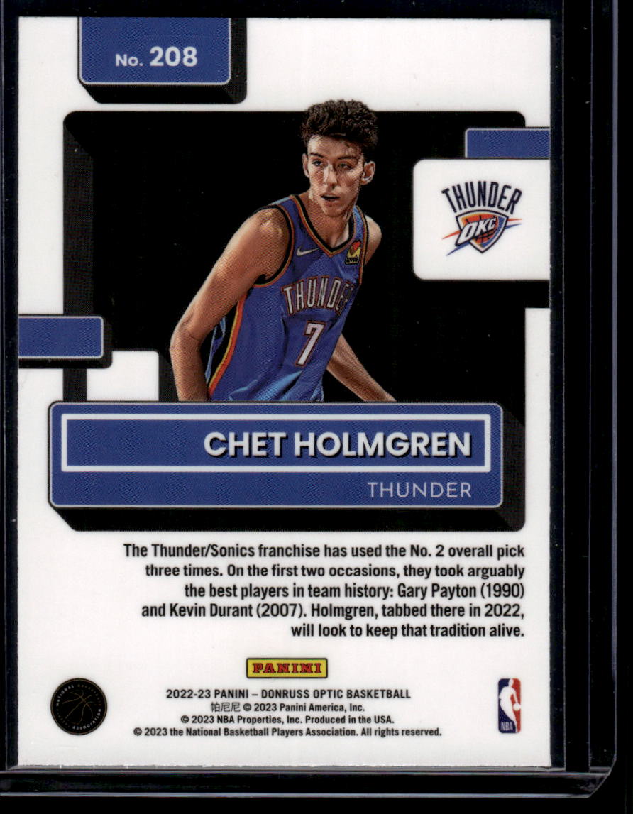 2022-23 Donruss Optic #208 Chet Holmgren