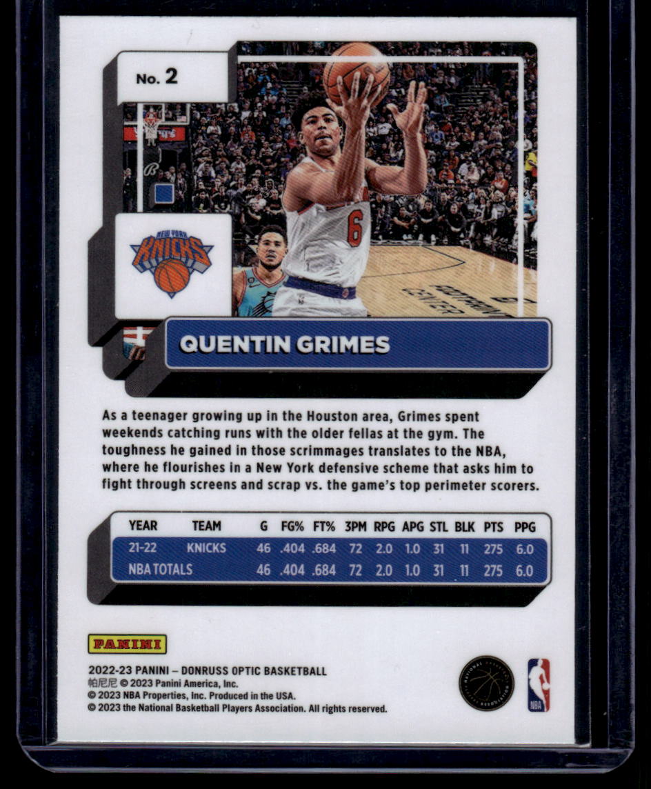 2022-23 Donruss Optic #2 Quentin Grimes