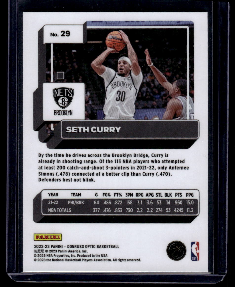 2022-23 Donruss Optic #29 Seth Curry