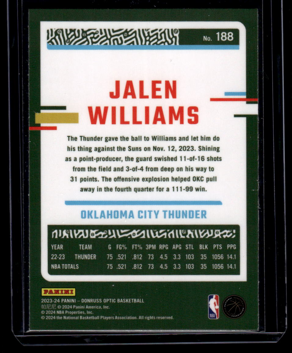 2023-24 Donruss Optic #188 Jalen Williams