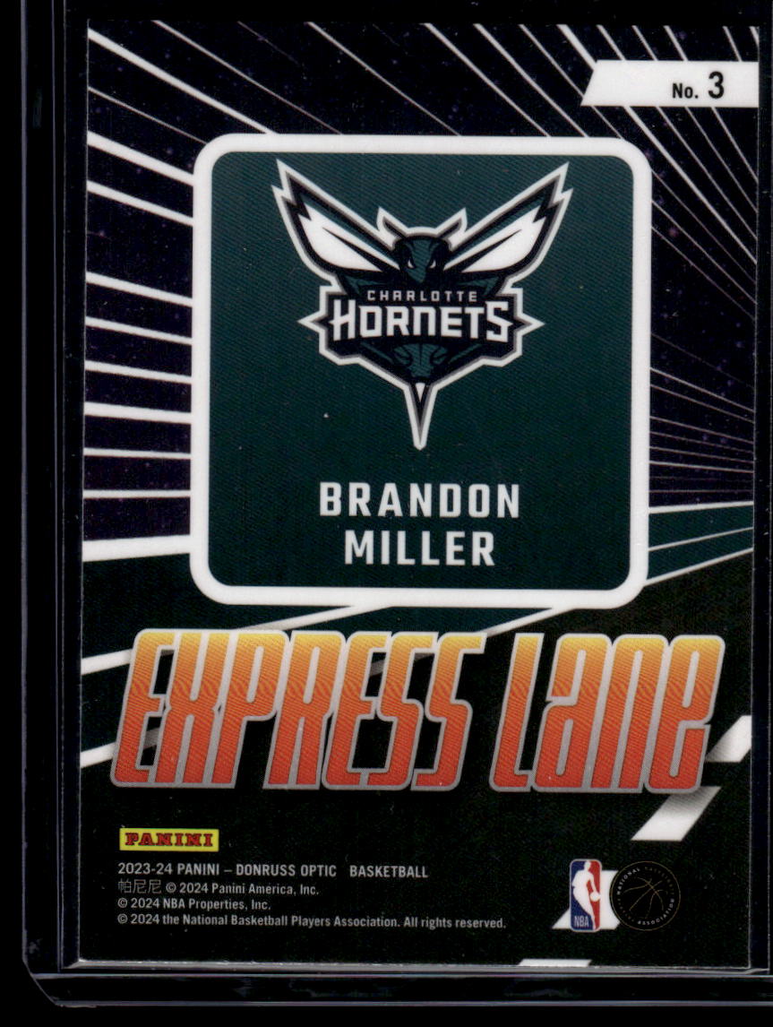 2023-24 Donruss Optic #3 Brandon Miller Express Lane