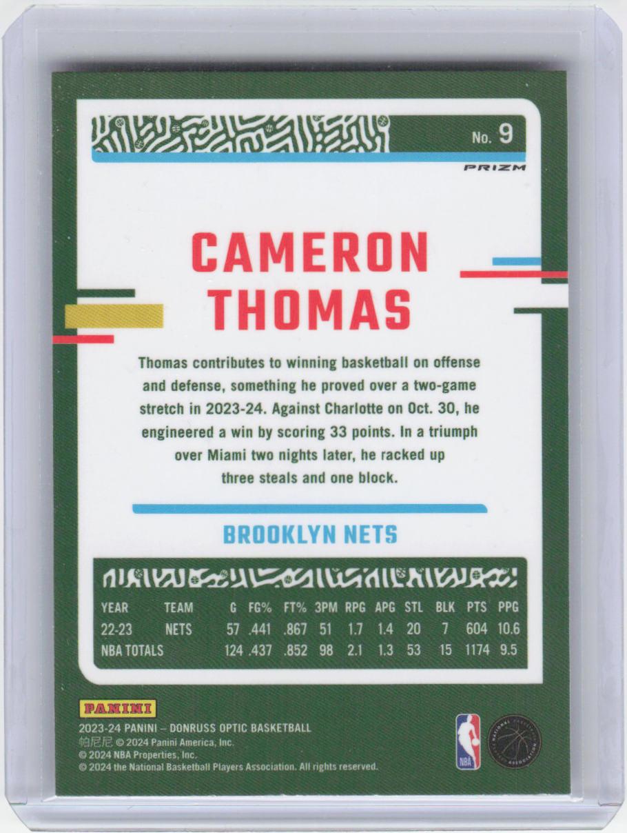 2023-24 Donruss Optic #9 Cameron Thomas Hyper Pink