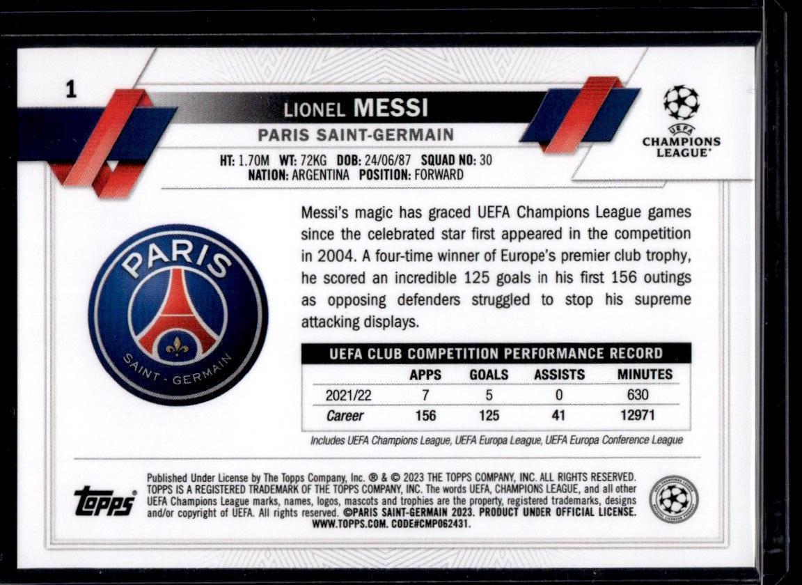 2022-23 Topps UEFA Club Competitions #1 Lionel Messi Starball Foil