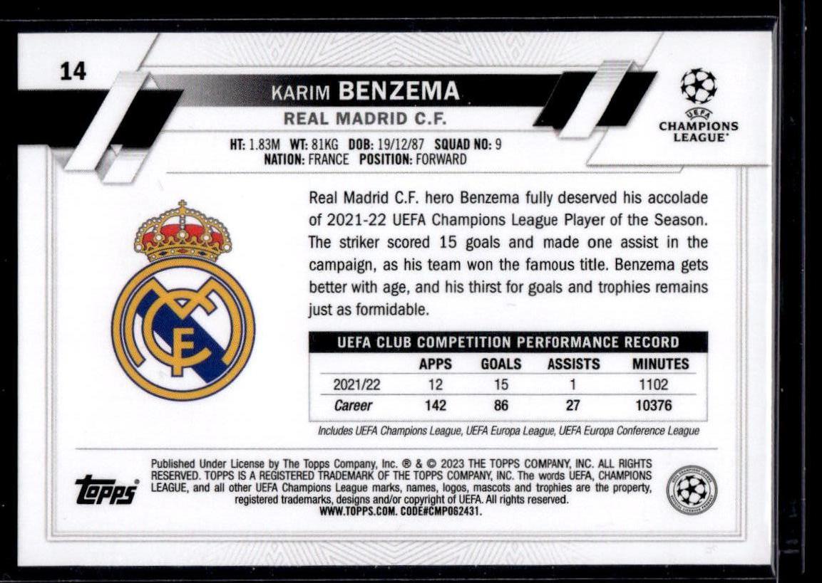 2022-23 Topps UEFA Club Competitions #14 Karim Benzema Starball Foil