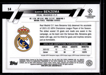 2022-23 Topps UEFA Club Competitions #14 Karim Benzema Starball Foil