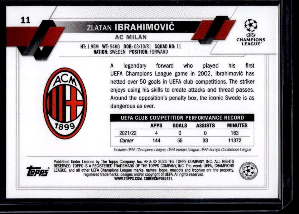 2022-23 Topps UEFA Club Competitions #11 Zlatan Ibrahimović Starball Foil