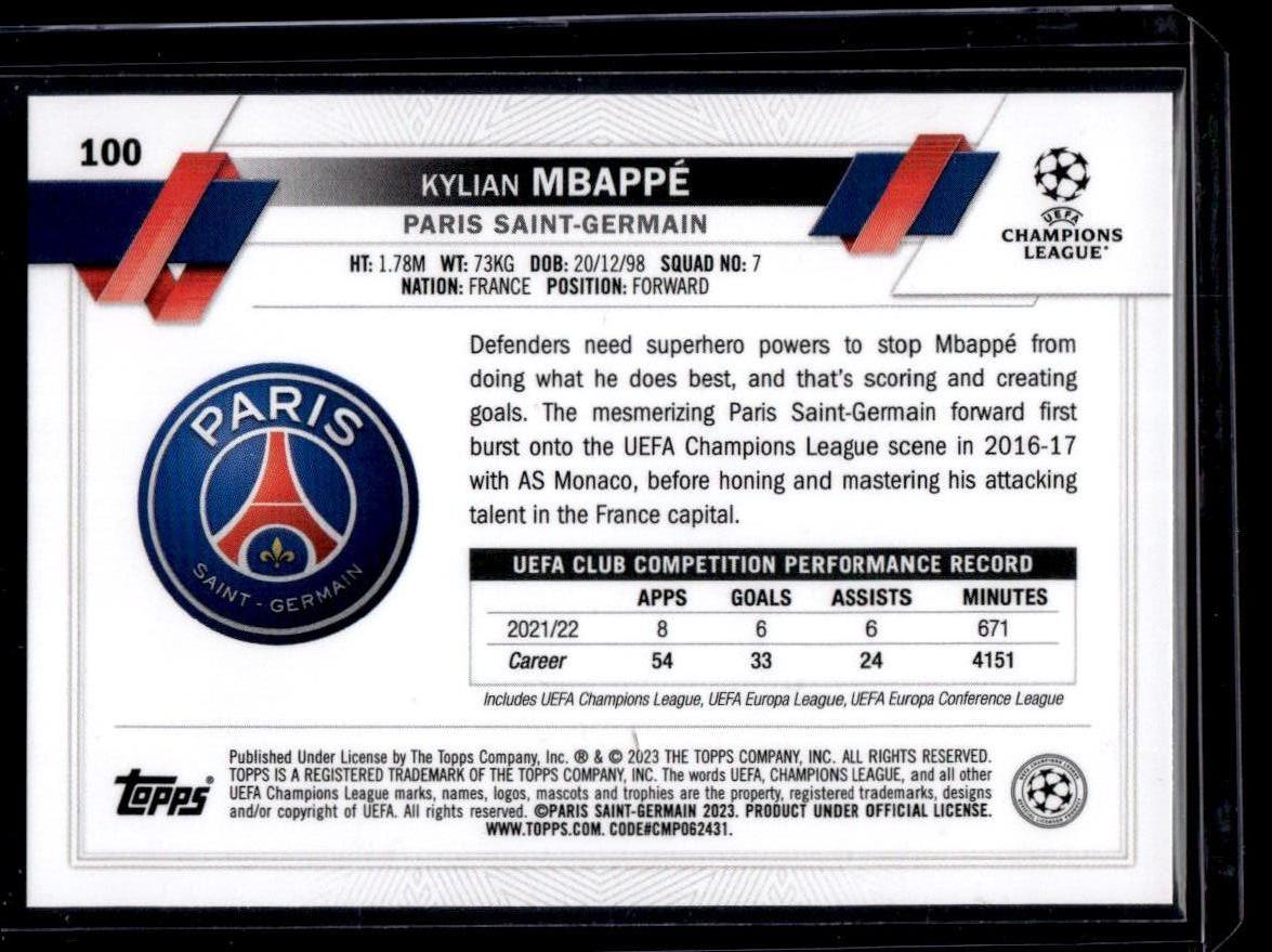 2022-23 Topps UEFA Club Competitions #100 Kylian Mbappé Starball Foil