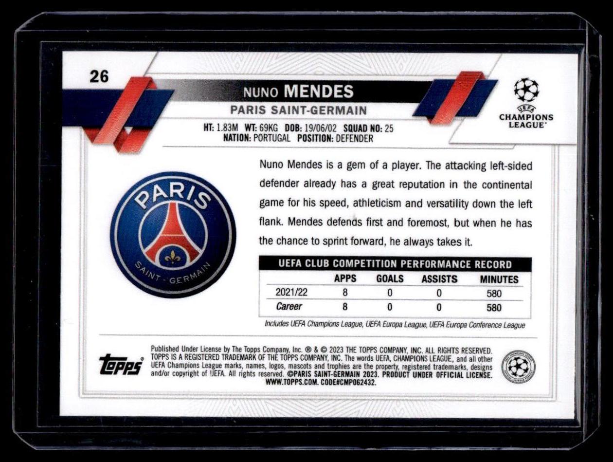 2022-23 Topps UEFA Club Competitions #26 Nuno Mendes Starball Foil