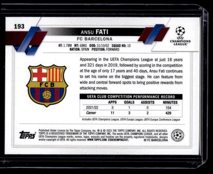 2022-23 Topps UEFA Club Competitions #193 Ansu Fati Starball Foil