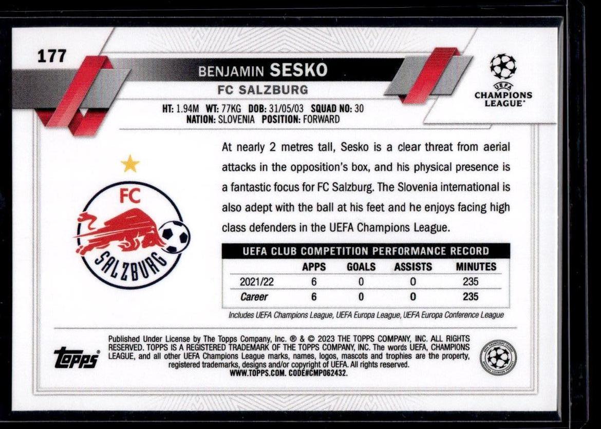 2022-23 Topps UEFA Club Competitions #177 Benjamin Sesko Starball Foil