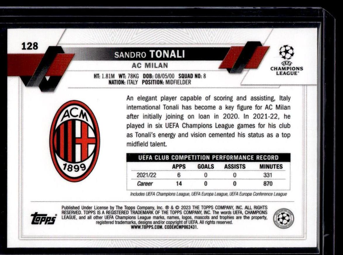 2022-23 Topps UEFA Club Competitions #128 Sandro Tonali Starball Foil