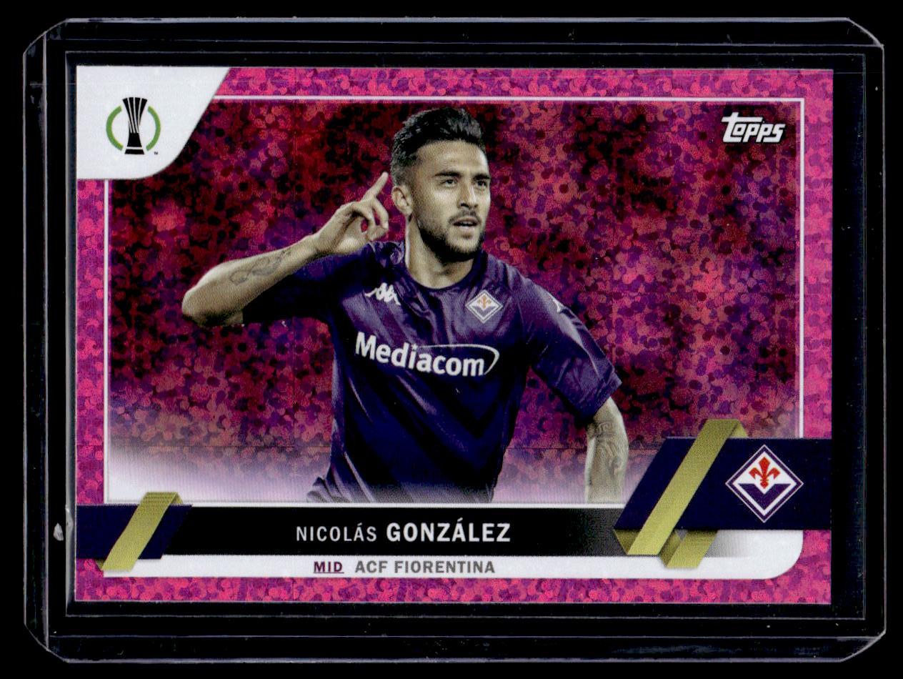 2022-23 Topps UEFA Club Competitions #77 Nicolás González Pink Sparkle Foil