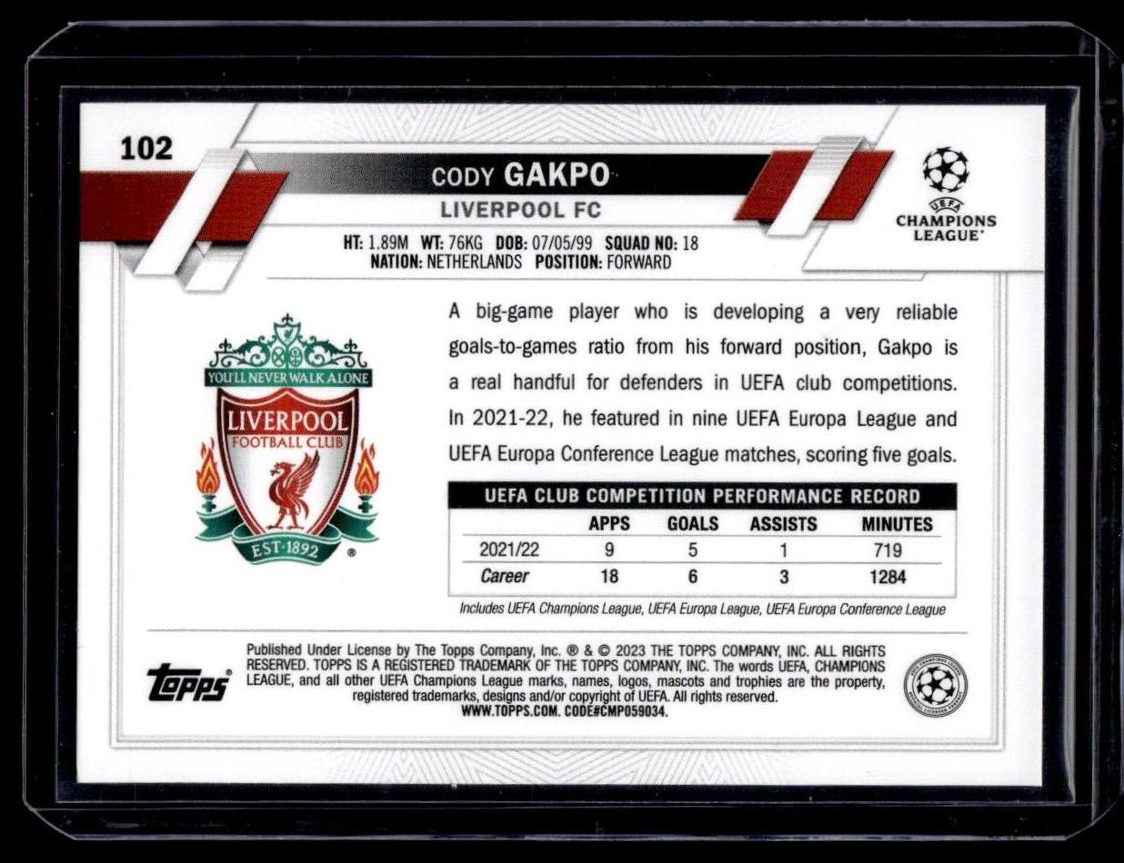 2022-23 Topps UEFA Club Competitions #102 Cody Gakpo Pink Sparkle Foil