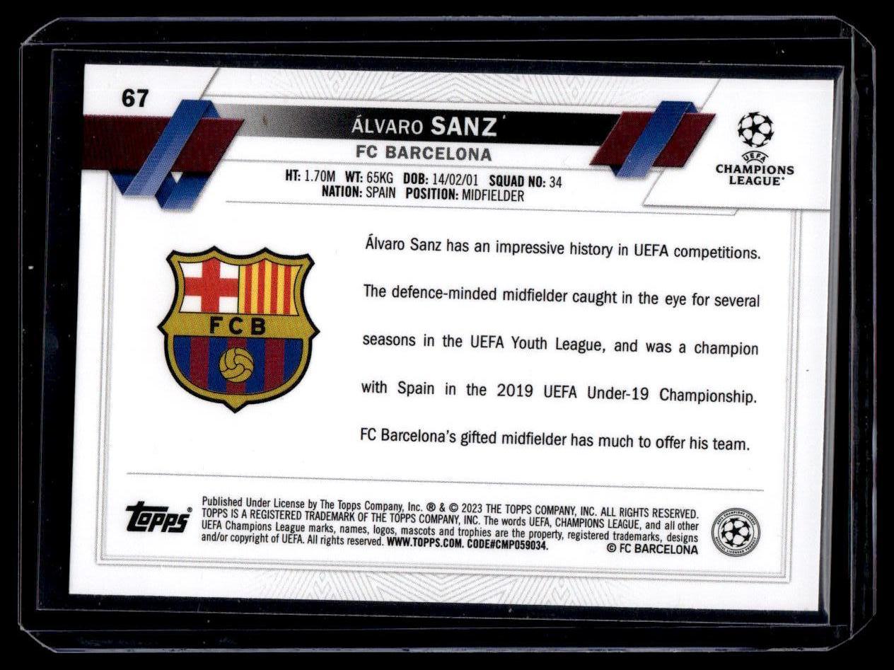 2022-23 Topps UEFA Club Competitions #67 Álvaro Sanz Pink Sparkle Foil