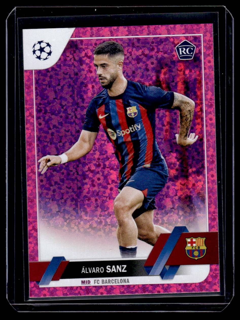 2022-23 Topps UEFA Club Competitions #67 Álvaro Sanz Pink Sparkle Foil