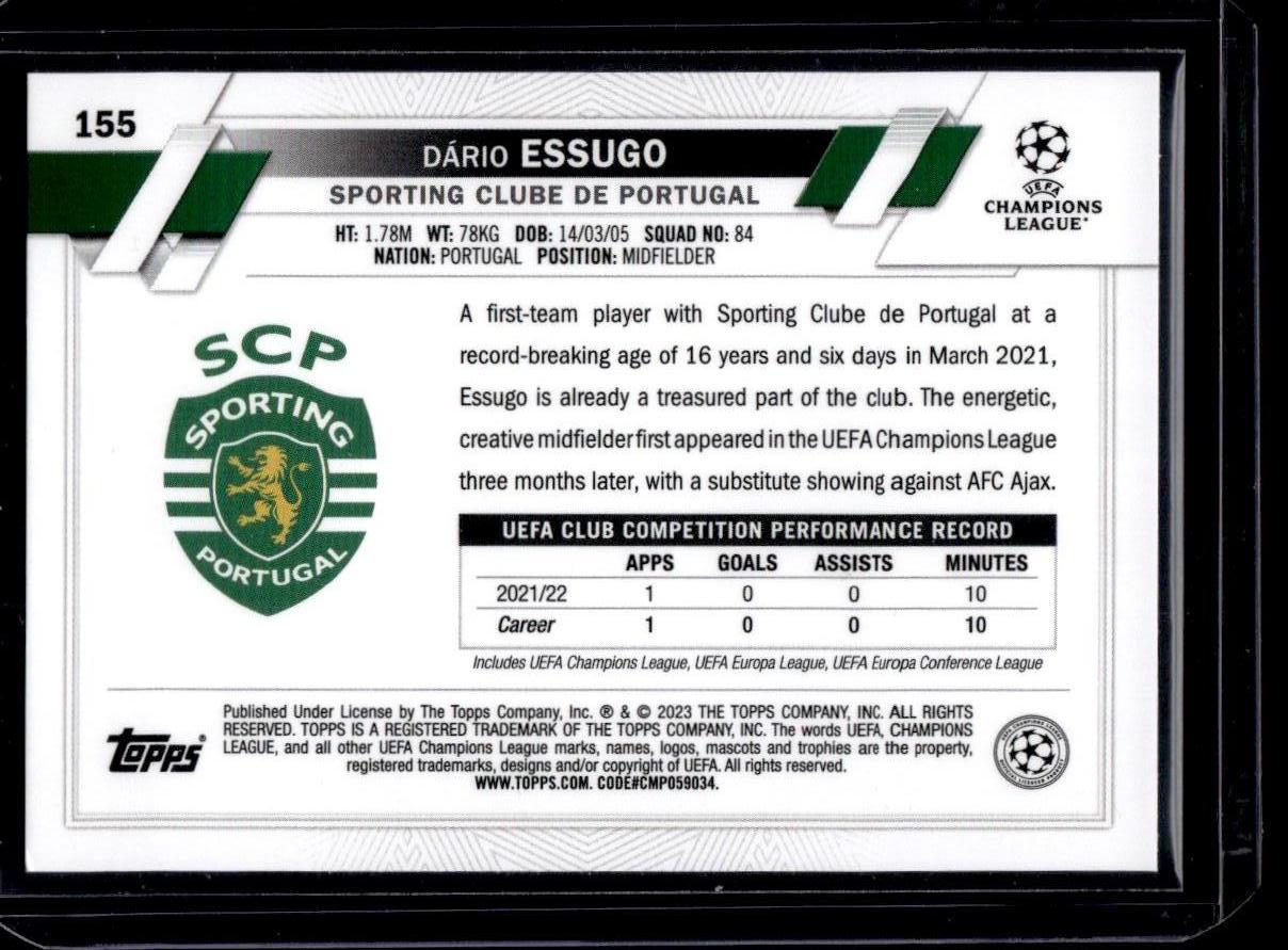 2022-23 Topps UEFA Club Competitions #155 Dário Essugo Pink Sparkle Foil