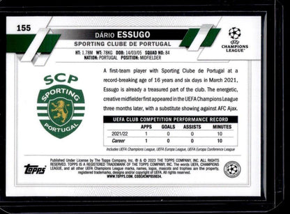 2022-23 Topps UEFA Club Competitions #155 Dário Essugo Pink Sparkle Foil