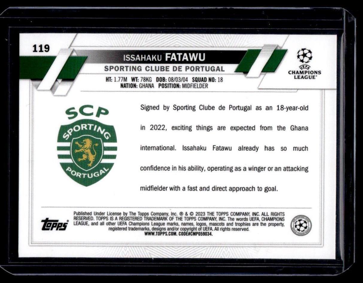 2022-23 Topps UEFA Club Competitions #119 Issahaku Fatawu Pink Sparkle Foil