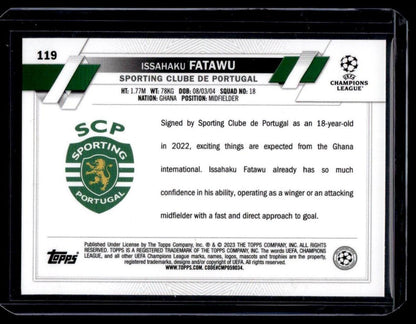 2022-23 Topps UEFA Club Competitions #119 Issahaku Fatawu Pink Sparkle Foil