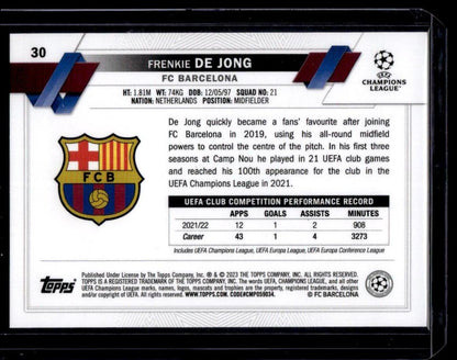 2022-23 Topps UEFA Club Competitions #30 Frenkie de Jong Pink Sparkle Foil