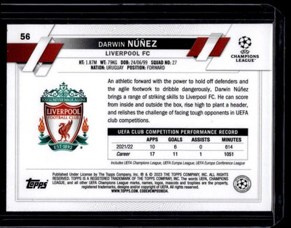 2022-23 Topps UEFA Club Competitions #56 Darwin Núñez Pink Sparkle Foil