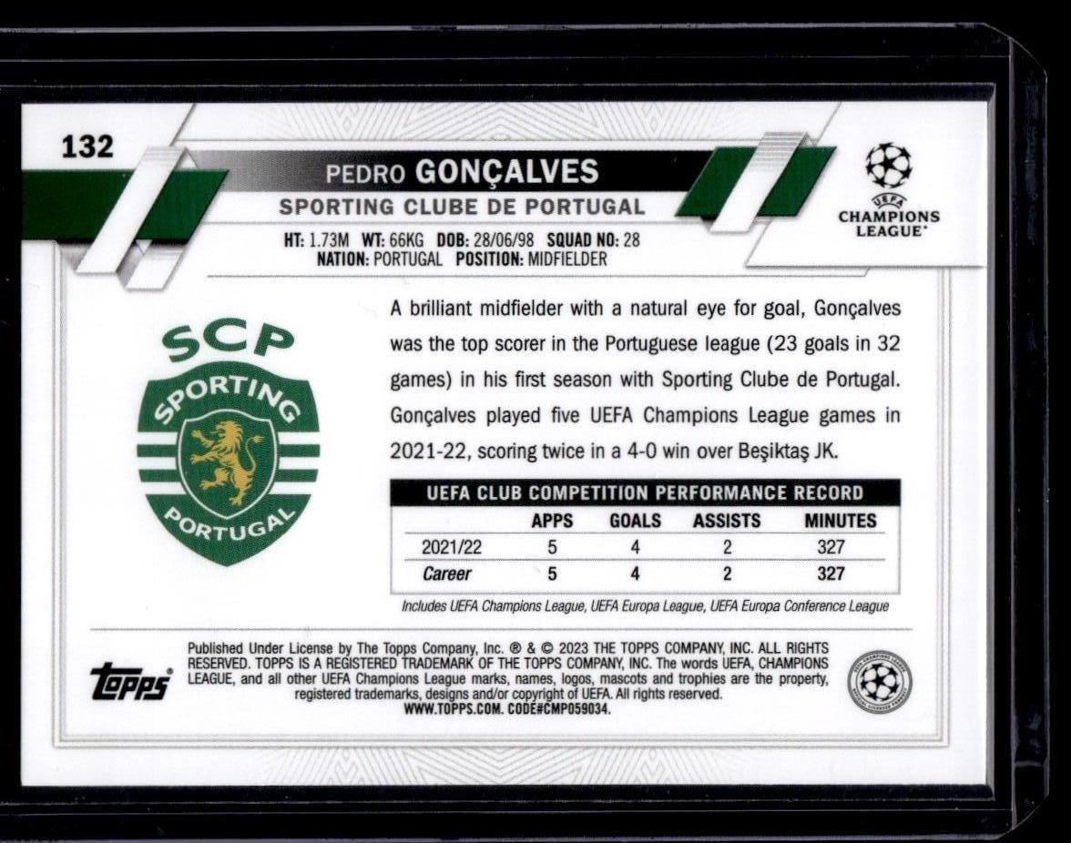 2022-23 Topps UEFA Club Competitions #132 Pedro Gonçalves Pink Sparkle Foil