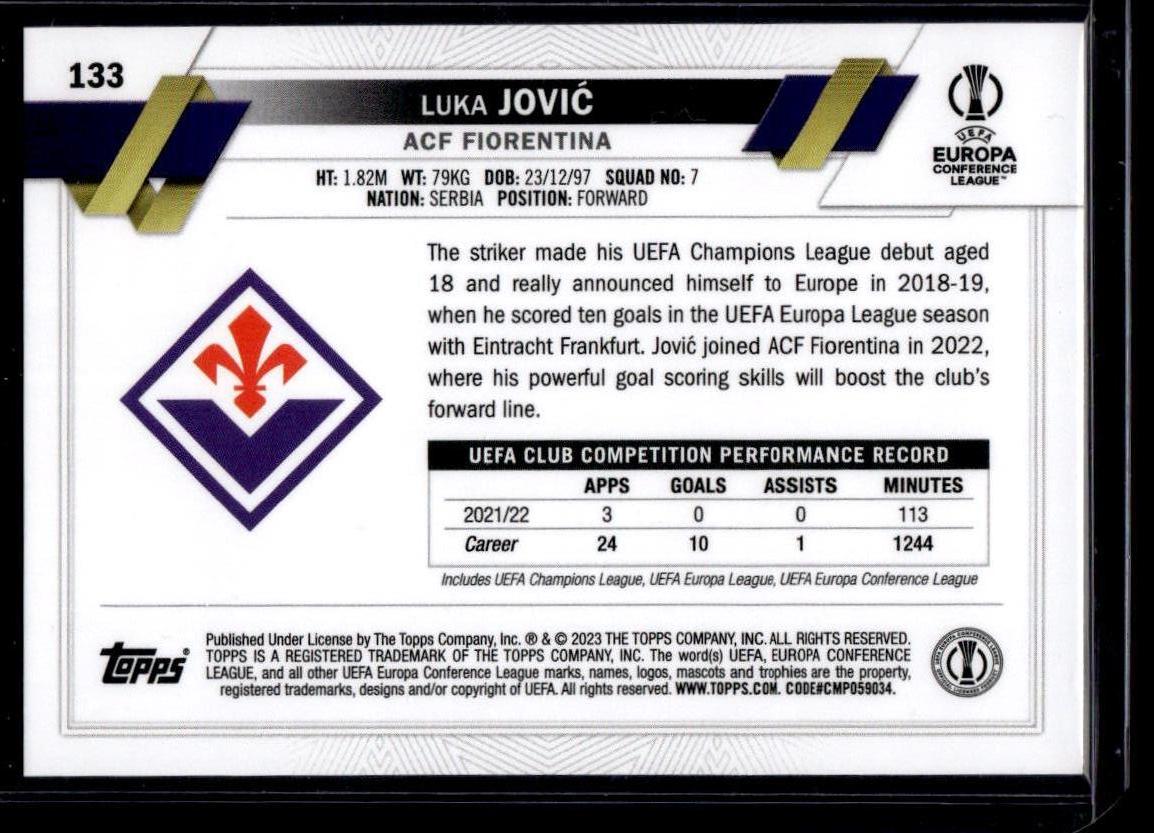 2022-23 Topps UEFA Club Competitions #133 Luka Jović Pink Sparkle Foil