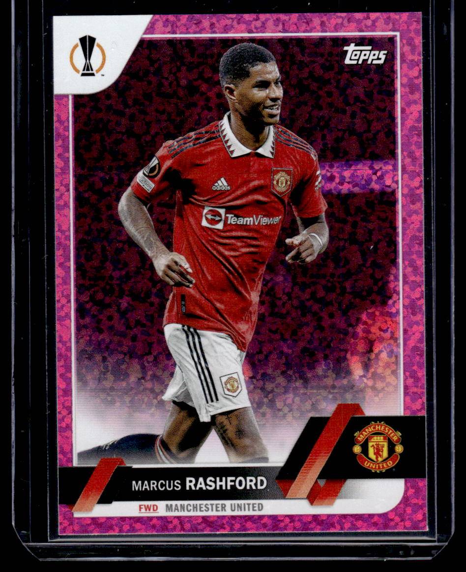 2022-23 Topps UEFA Club Competitions #7 Marcus Rashford Pink Sparkle Foil