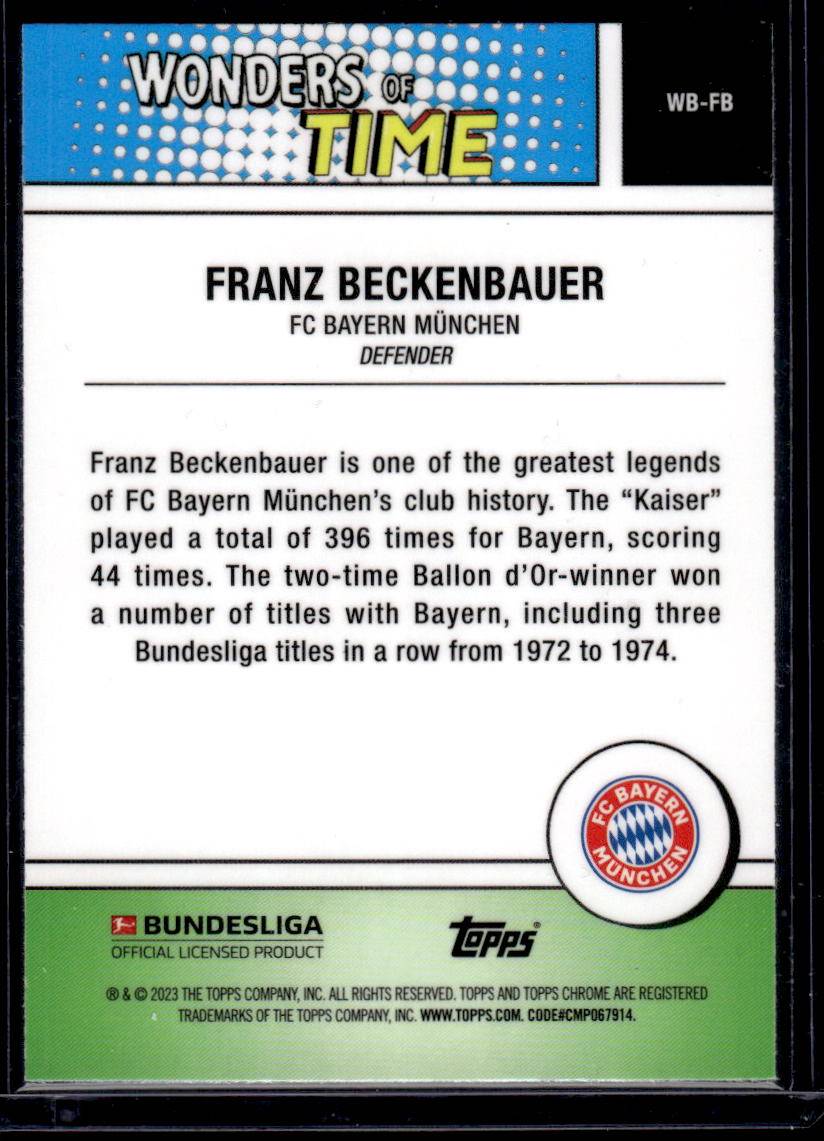 2022-23 Topps Chrome Bundesliga #WB-FB Franz Beckenbauer Wonders of Time