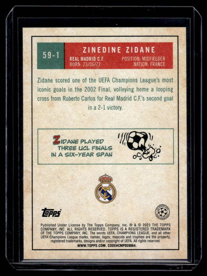 2022-23 Topps UEFA Club Competitions #59-1 Zinedine Zidane 1959 Topps